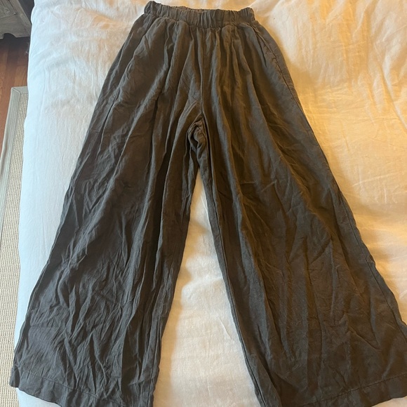 Ozma CROP WIDE LEG Regen Silk Noil pants charcoal XS - Picture 3 of 7